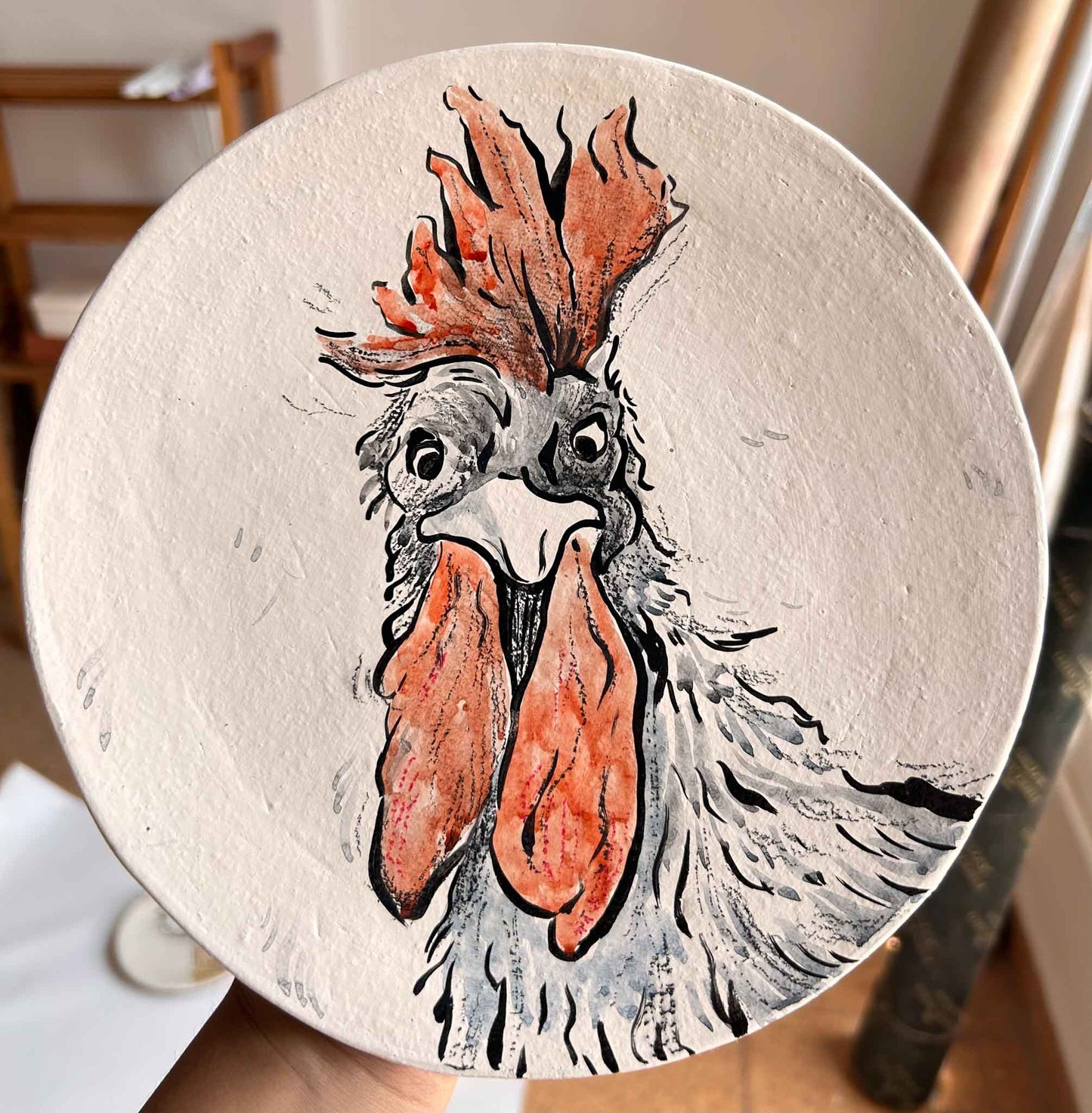 Goan Rooster wall decor hand-painted plates Set of 3