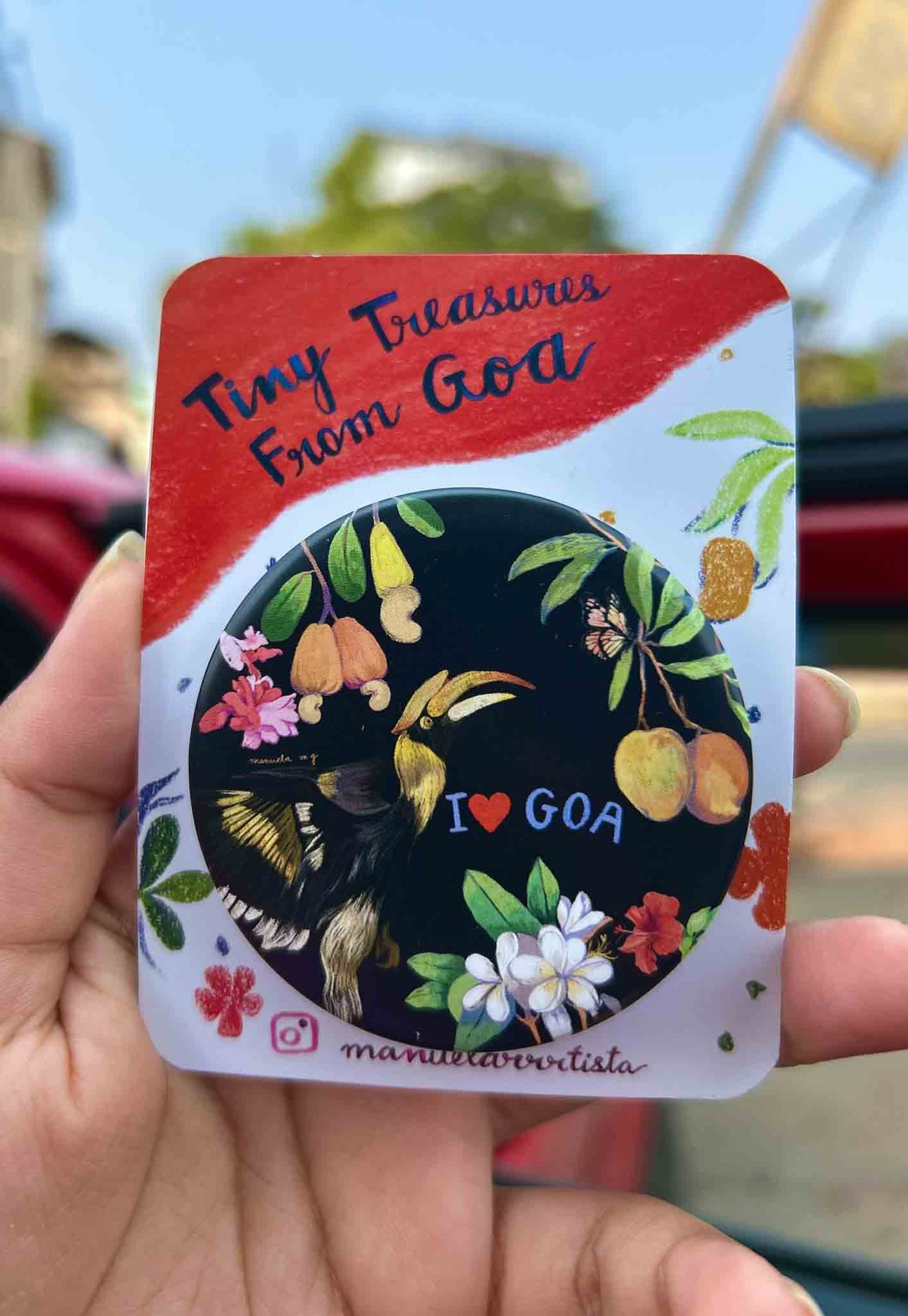 I love GOA (Black) Fridge Magnet and badge
