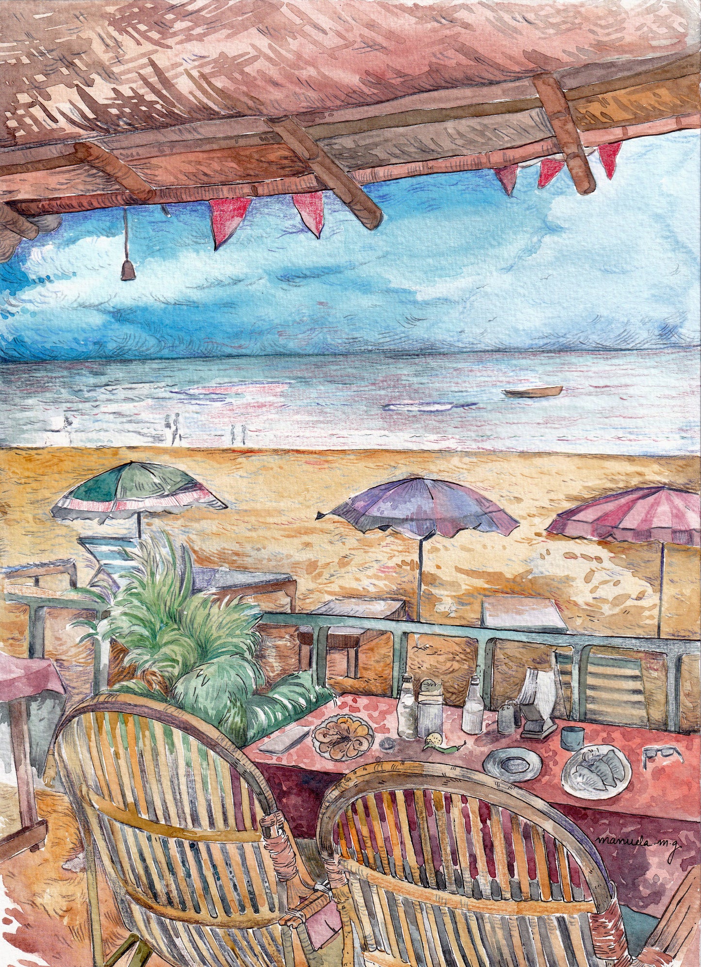Praia, Goan Beach watercolour