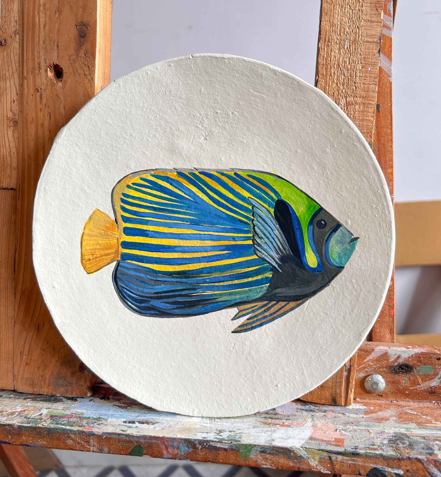 Vibrant Fish themed wall decor painted plates Set of 3