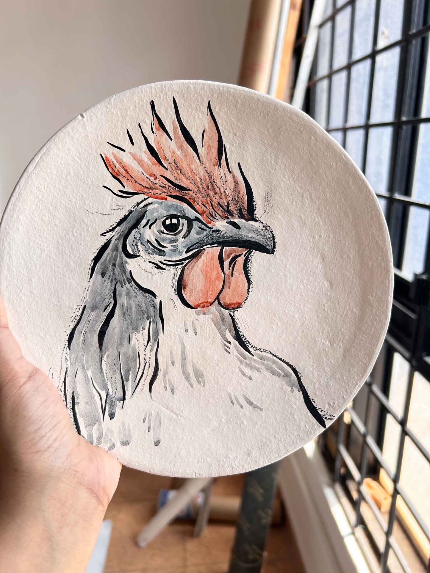 Goan Rooster wall decor hand-painted plates Set of 3