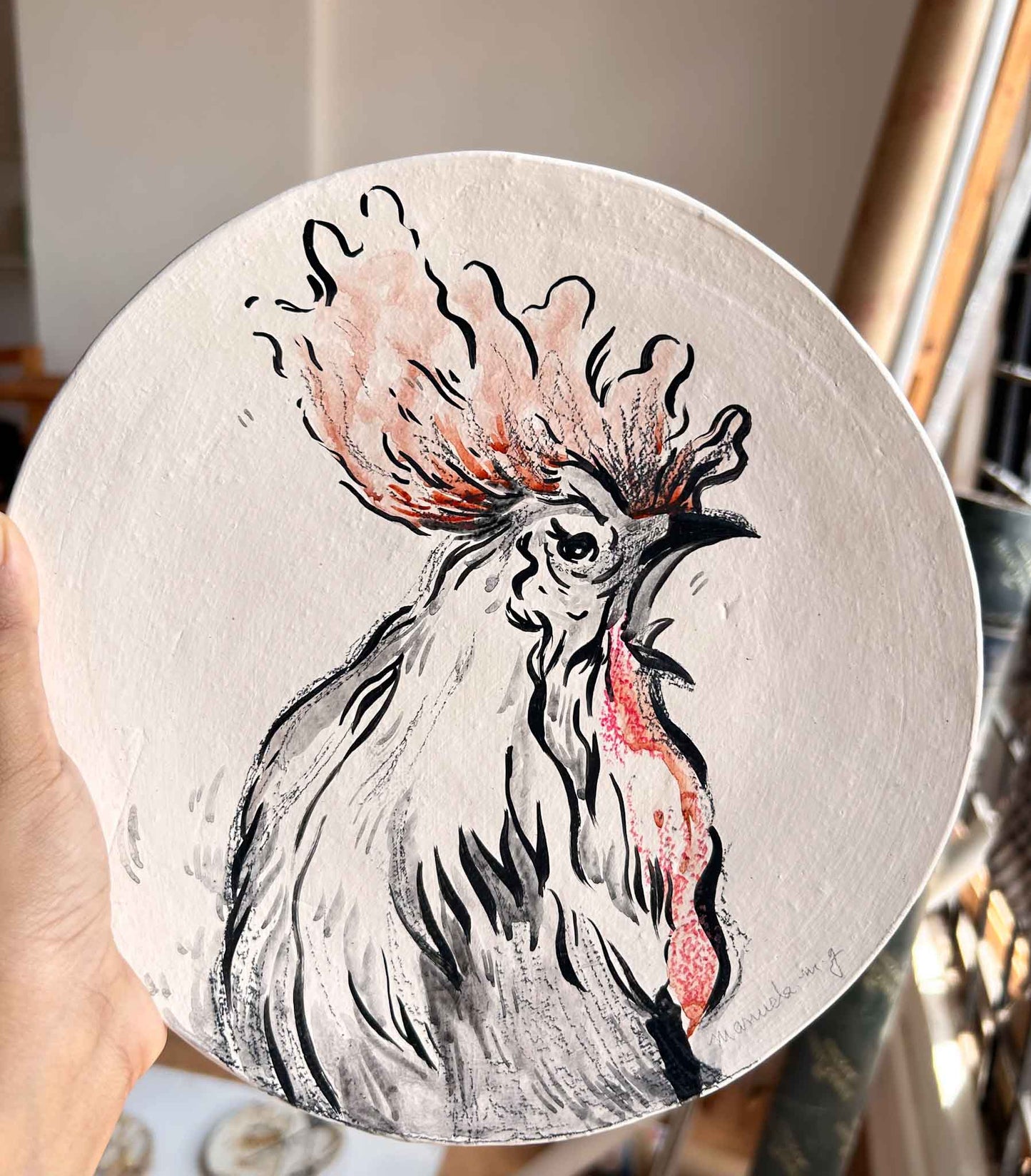 Goan Rooster wall decor hand-painted plates Set of 3