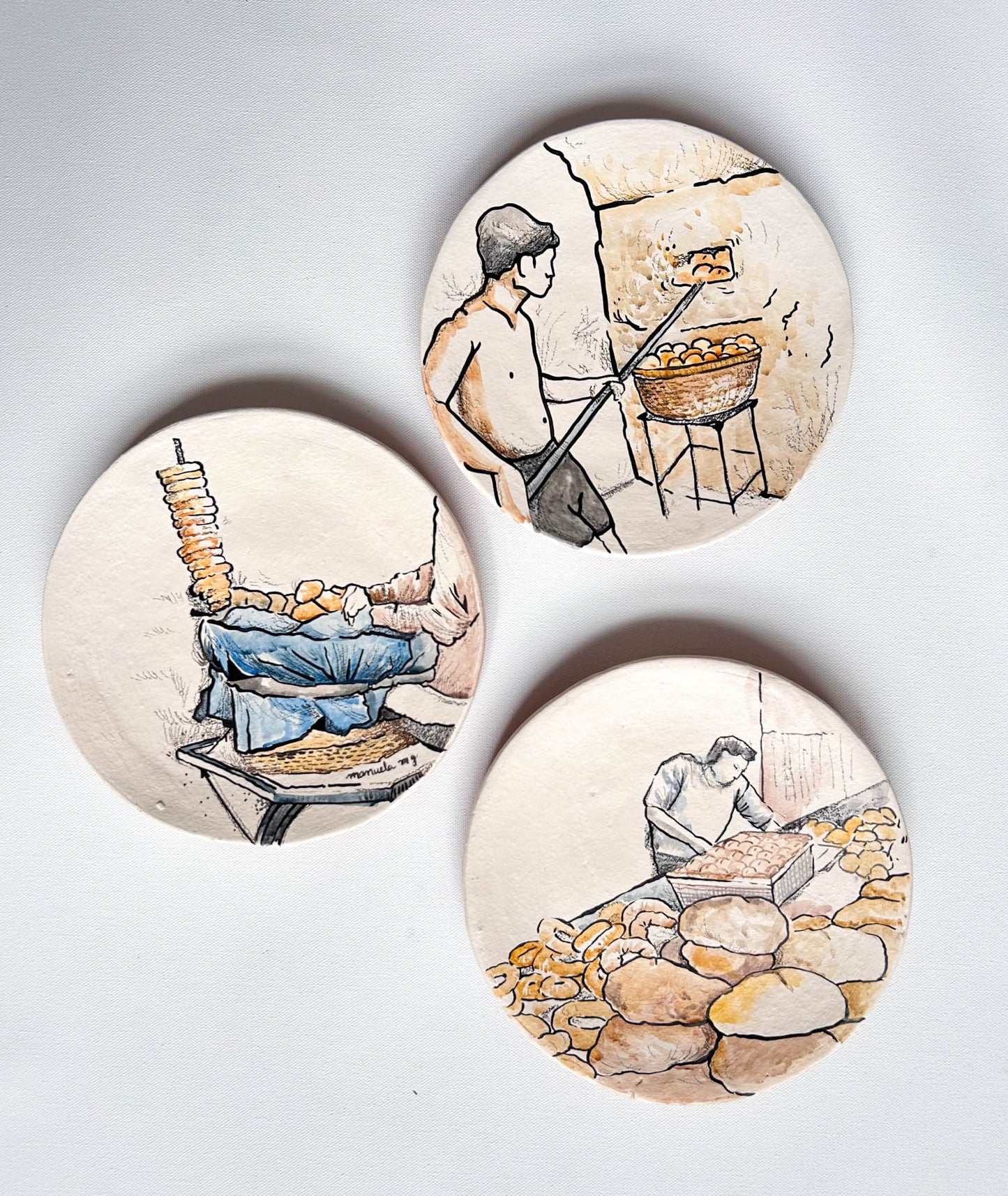 The story of Goan bread, wall decor, hand-painted plates Set of 3