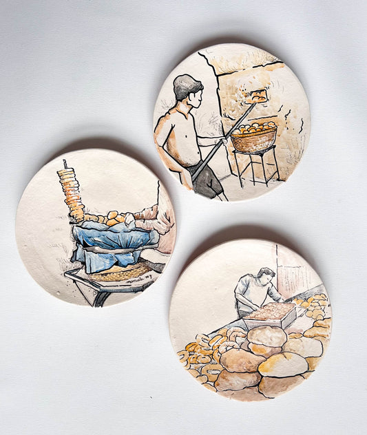 The story of Goan bread, wall decor, hand-painted plates Set of 3