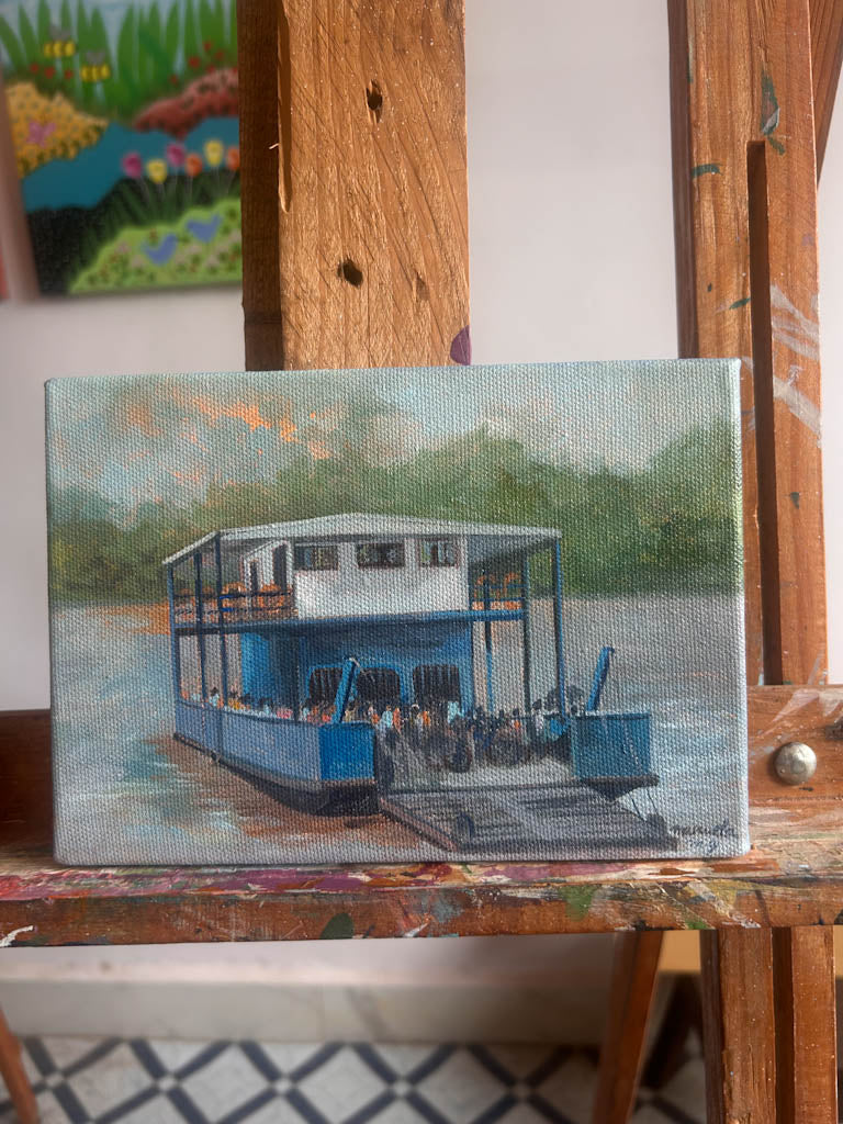 Ferry Ride, Goa 7” x 5”  Acrylic on canvas