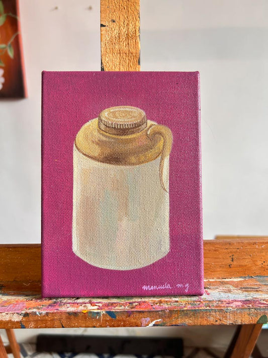 Goan Pickle Jar, 6” x 6” Acrylic on canvas