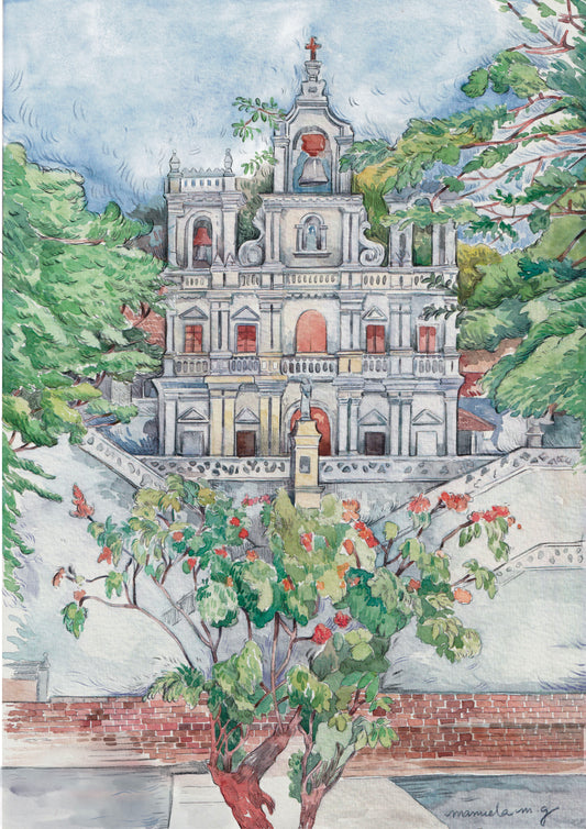 Panjim church watercolor artwork