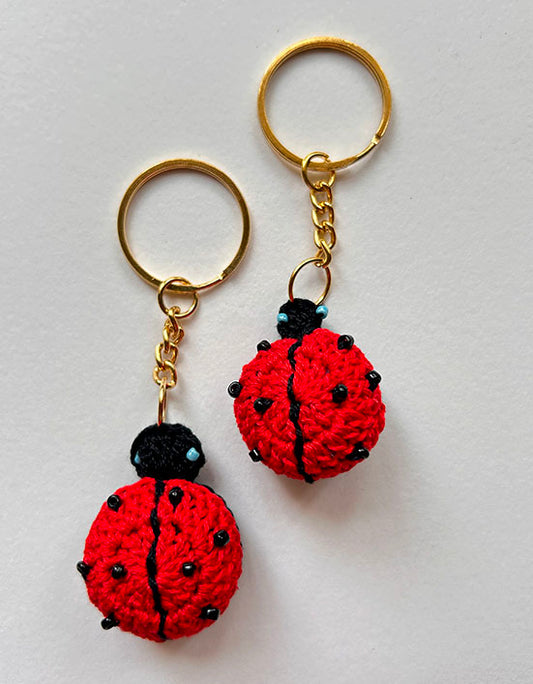 Red lady Bug Crochet Keychain
