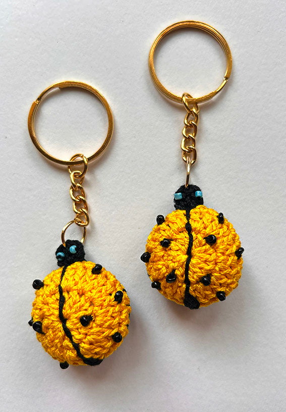 Yellow lady Bug Crochet Keychain