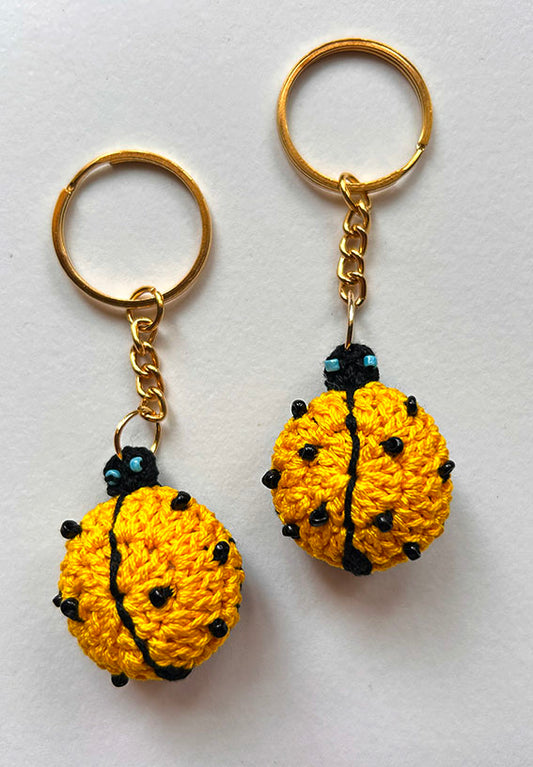 Yellow lady Bug Crochet Keychain